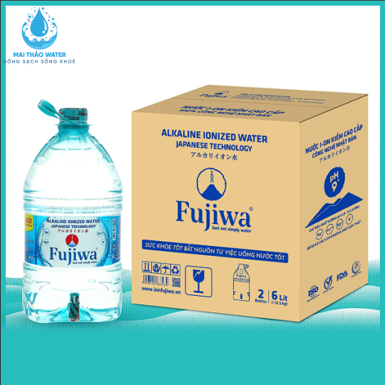 Nước uống ion kiềm Fujiwa 6L Thùng 2 Bình (Có vòi)