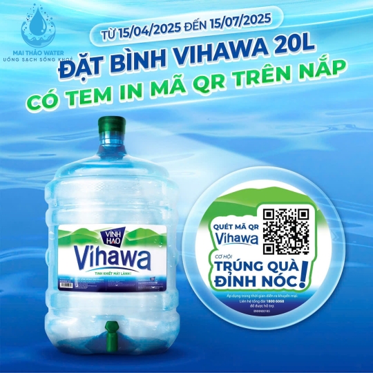 Nước uống Vihawa bình 20L Có Vòi