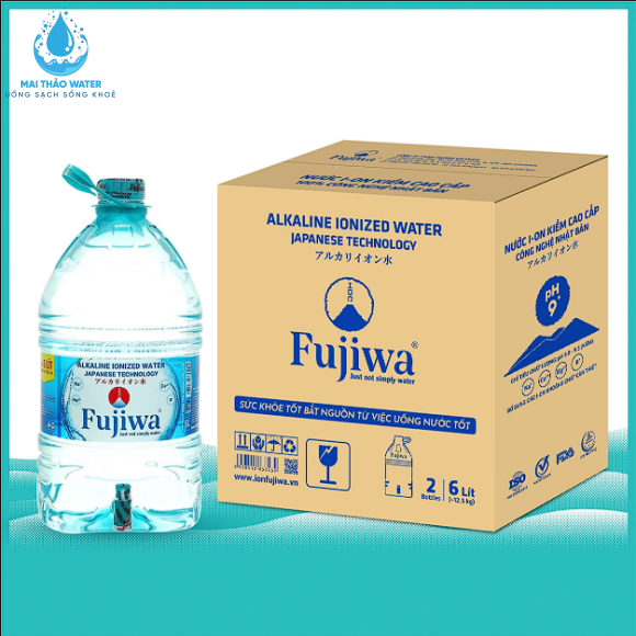 Nước uống ion kiềm Fujiwa 6L Thùng 2 Bình (Có vòi)